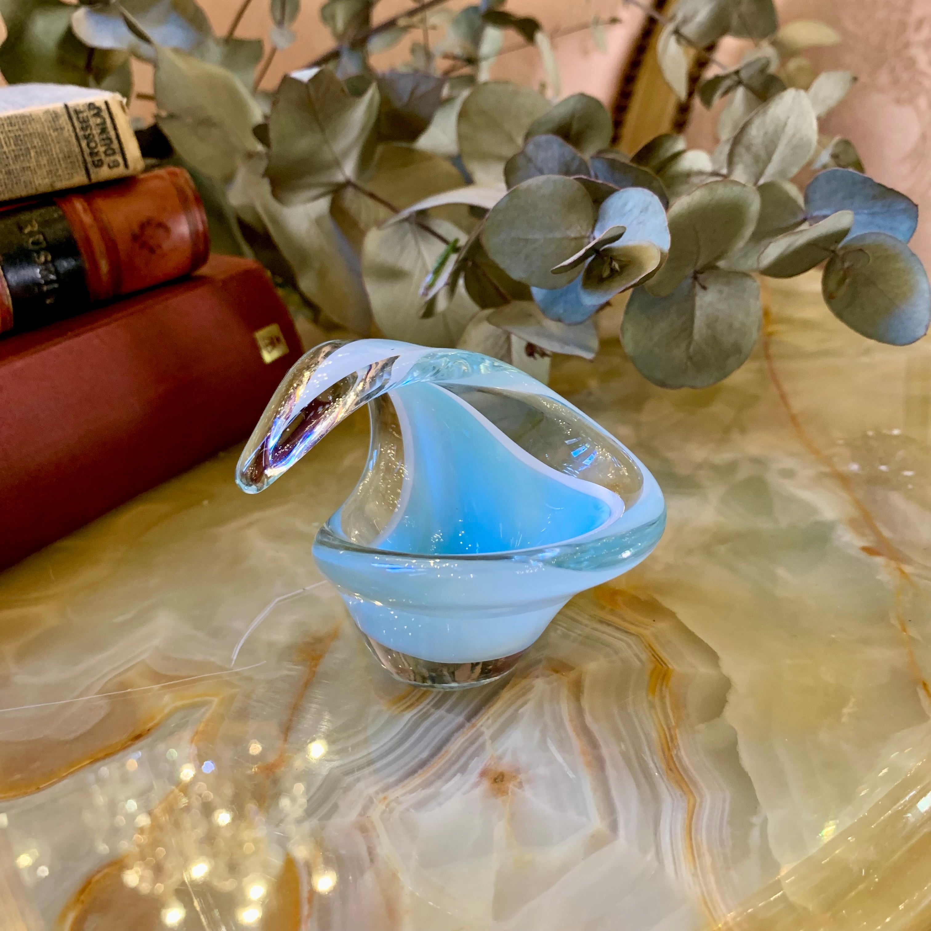 Cute Powder Blue Murano Basket