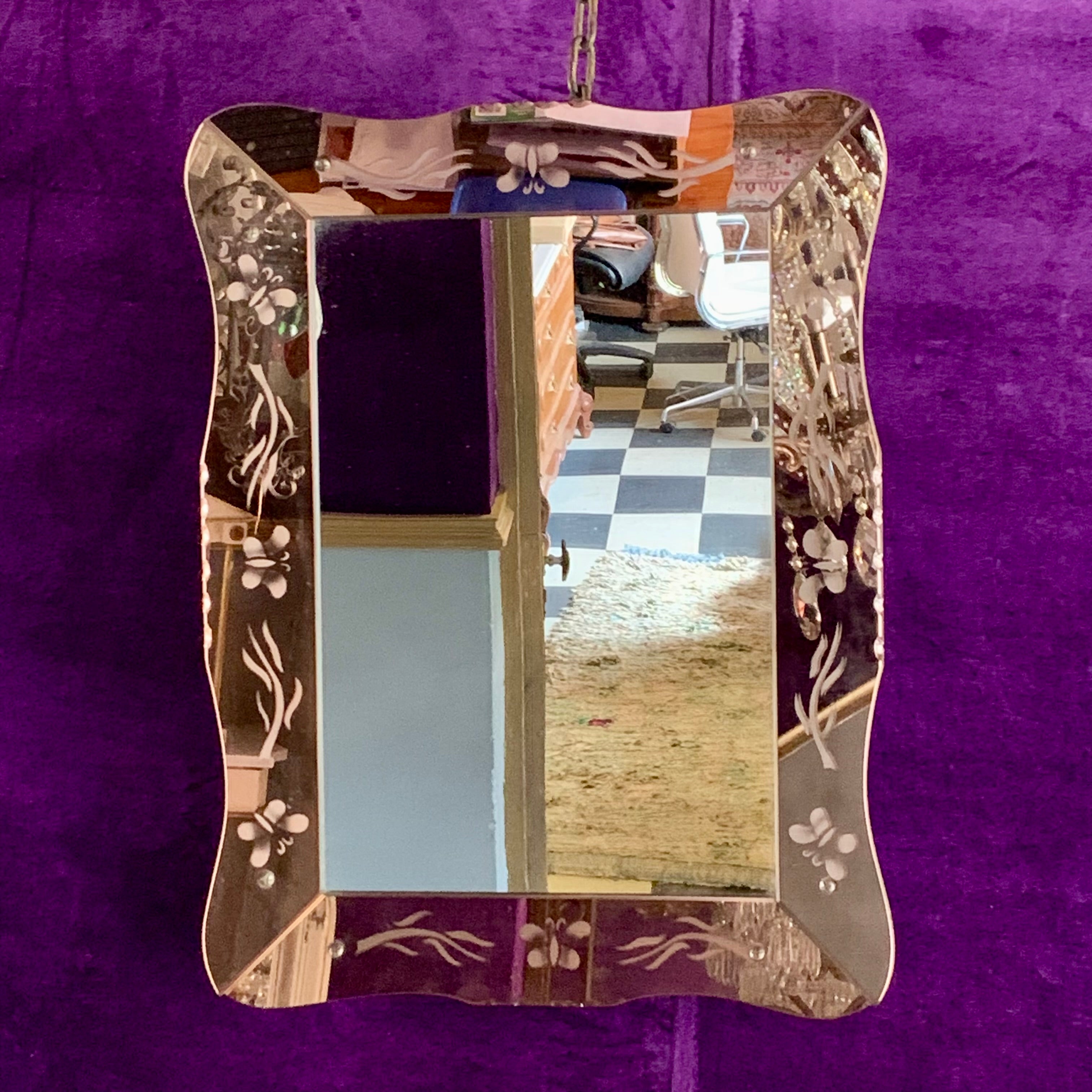 Art Deco Venetian Glass Rose Gold Mirror