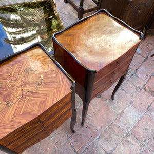 Antique French Pedestals with Beautiful Inlay and Brass Feet