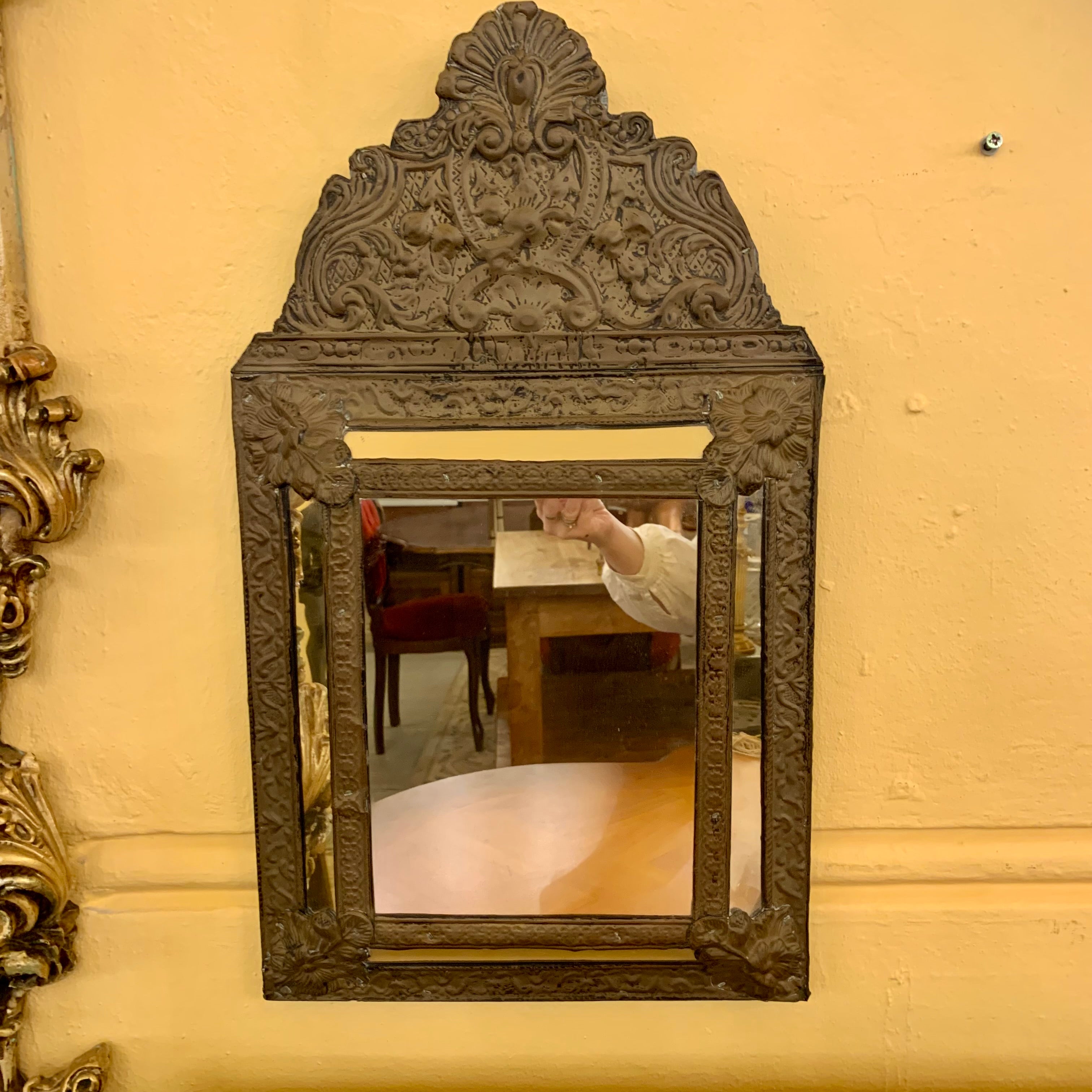 Antique Pressed Brass Mirror