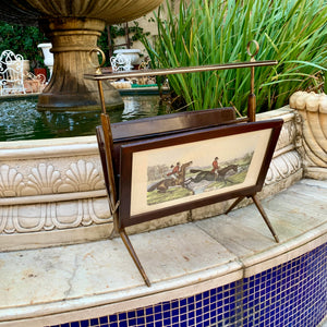 Vintage Magazine Table Rack with Brass Details