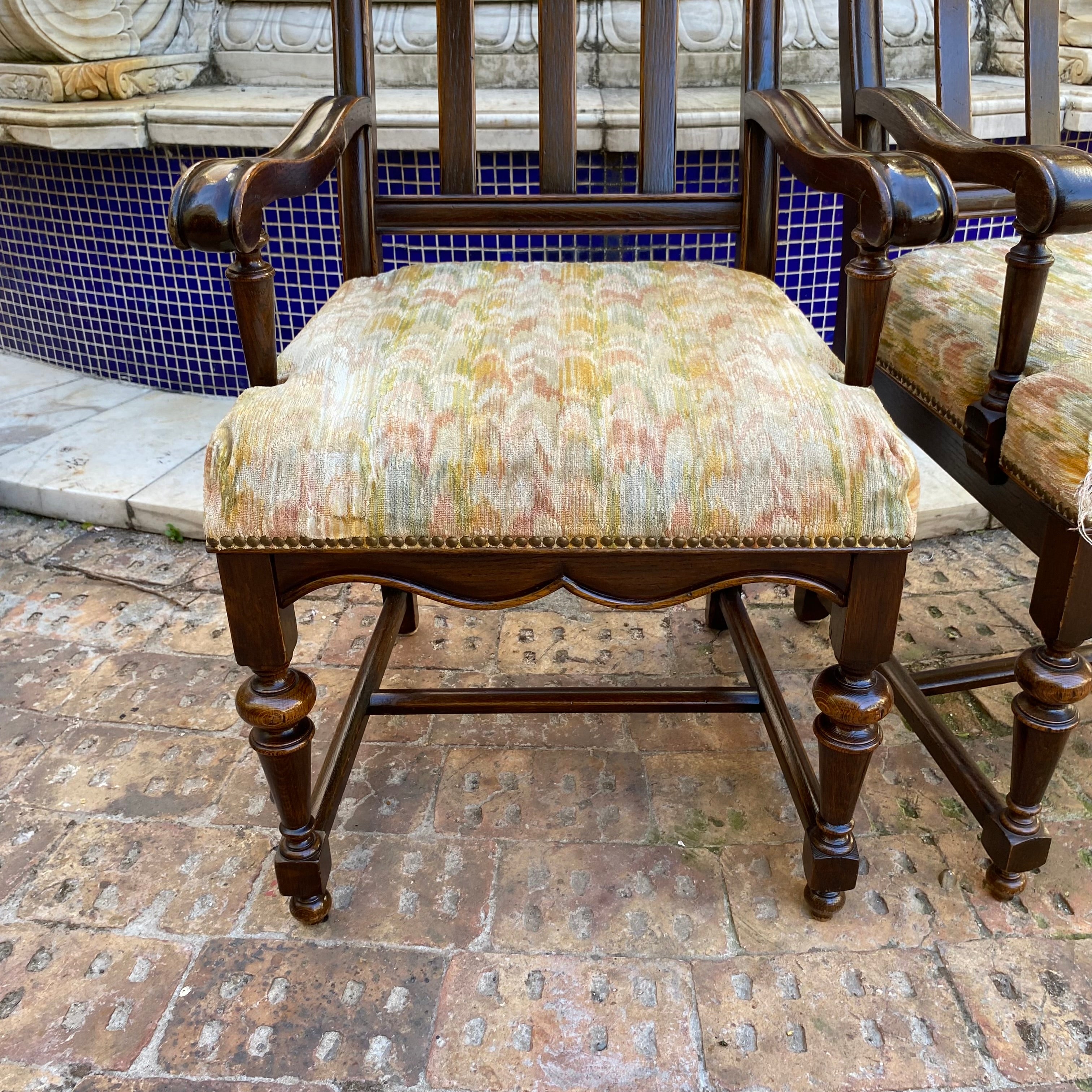 Antique Pair of Dark Wood Dining Chairs