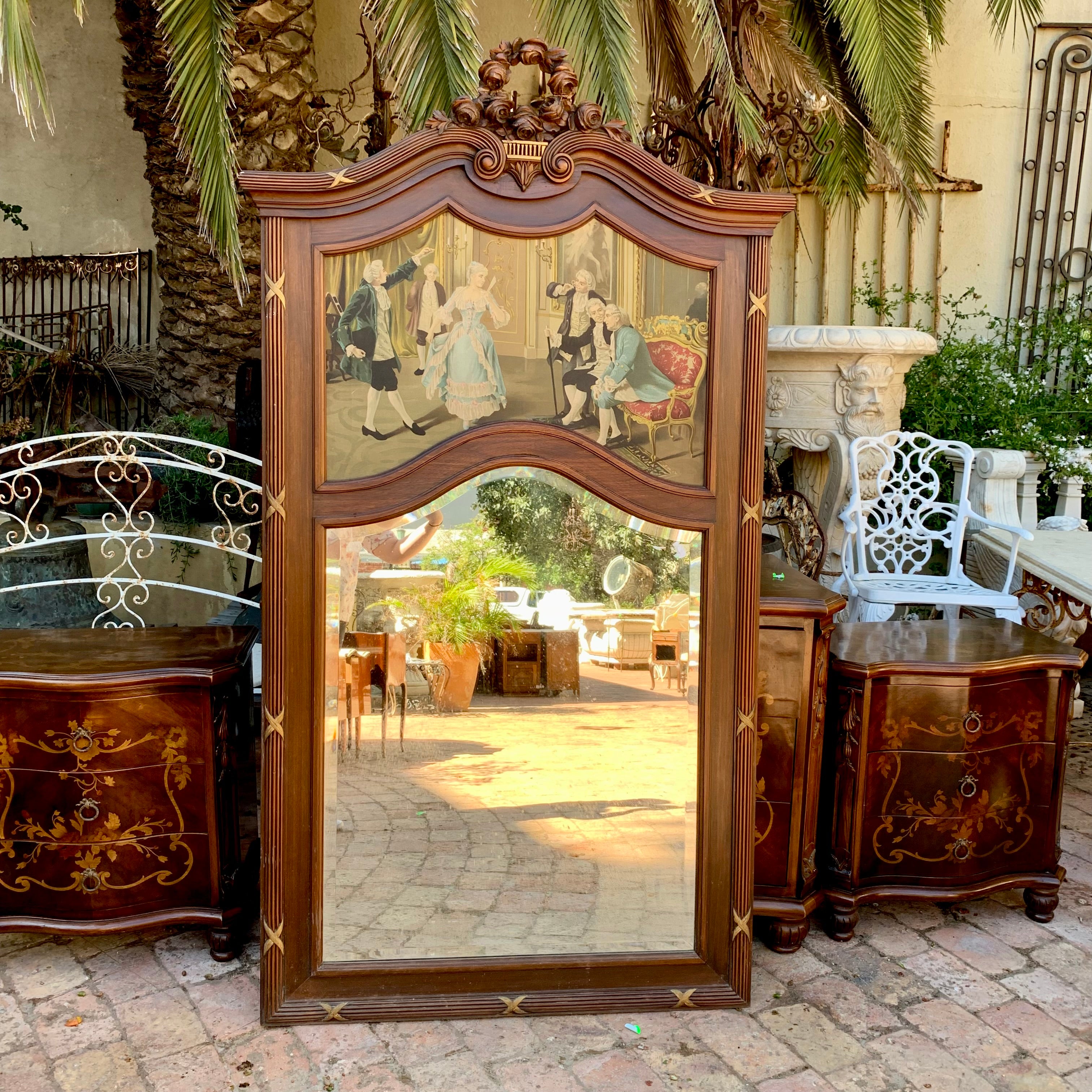 Antique French Walnut Mirror