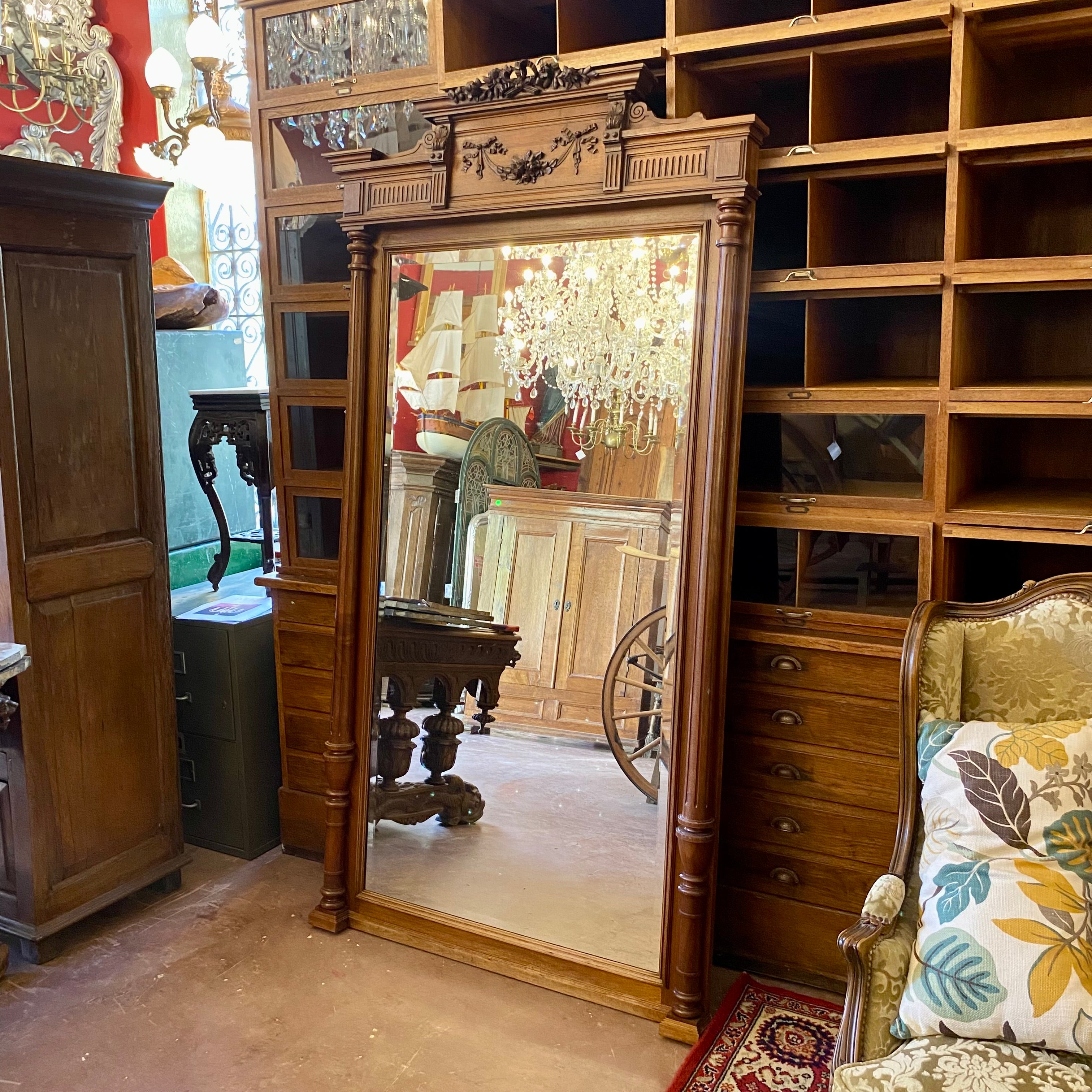 Antique French Walnut Mirror Louis 16th