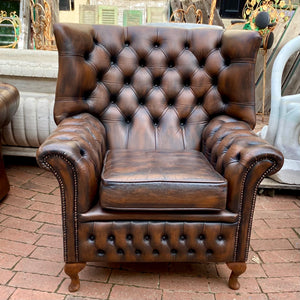 Deep Chocolate Wingback Chesterfield Armchair