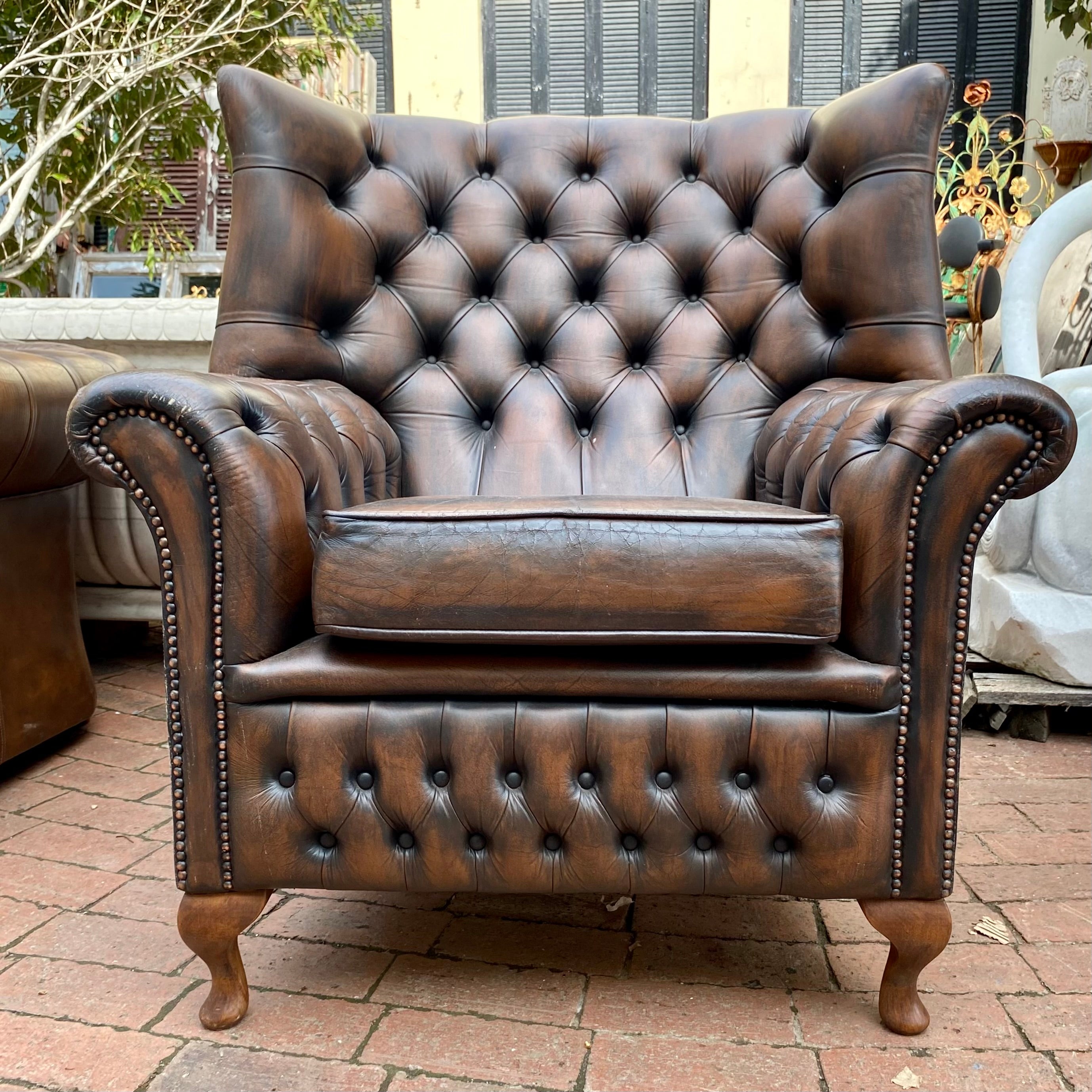 Deep Chocolate Wingback Chesterfield Armchair