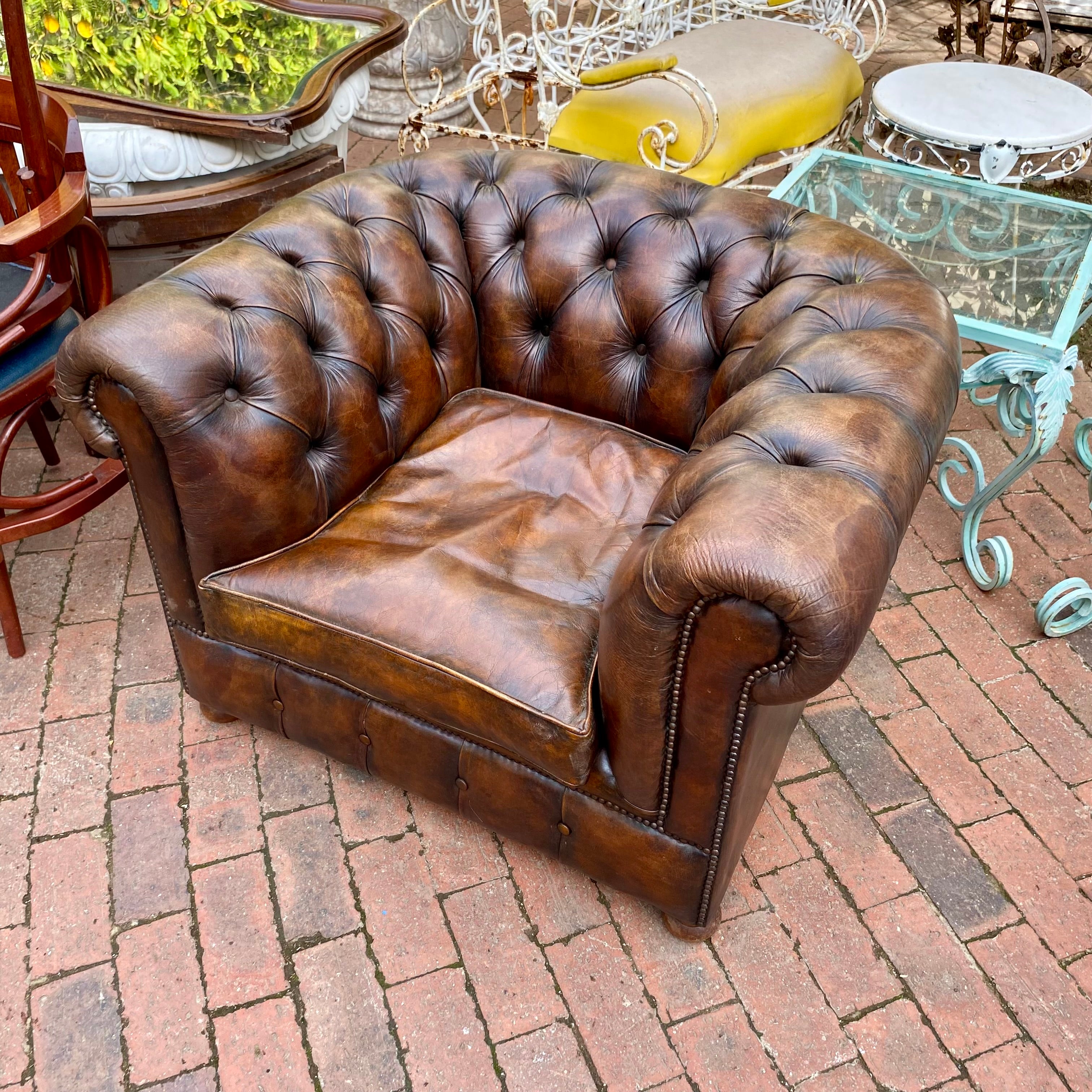 Beautiful Brown Leather Chesterfield Armchair