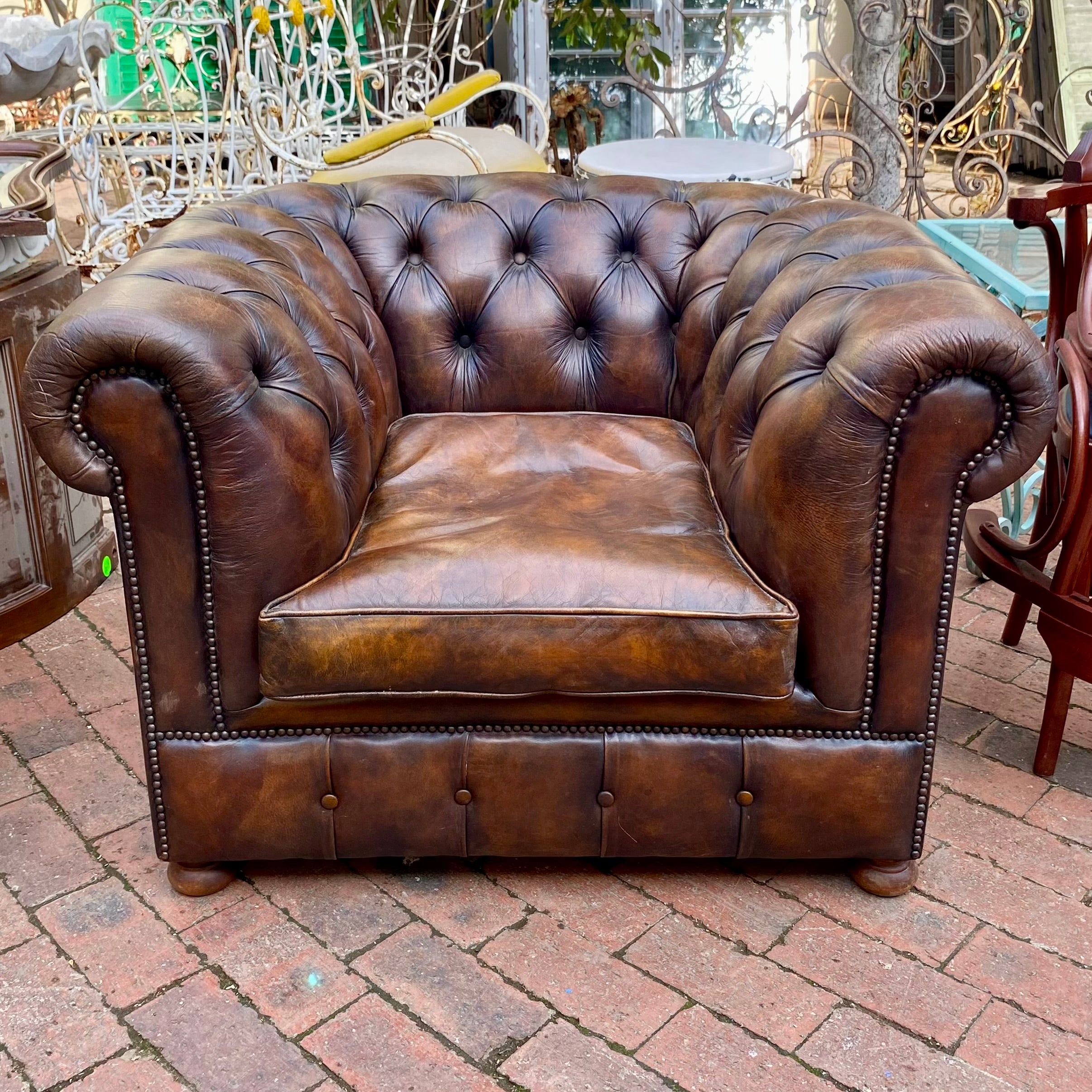 Beautiful Brown Leather Chesterfield Armchair