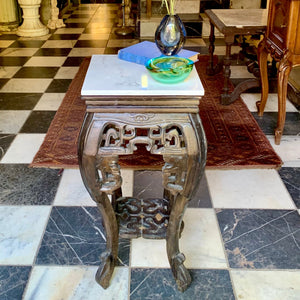 Beautiful Chinese Hand Carved Pedestal with Marble Top