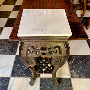 Beautiful Chinese Hand Carved Pedestal with Marble Top