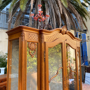 Antique Carved French Oak Display Cabinet with Snails Feet