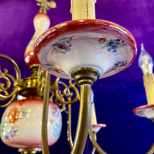 Red & Pink Vintage Delft Chandelier