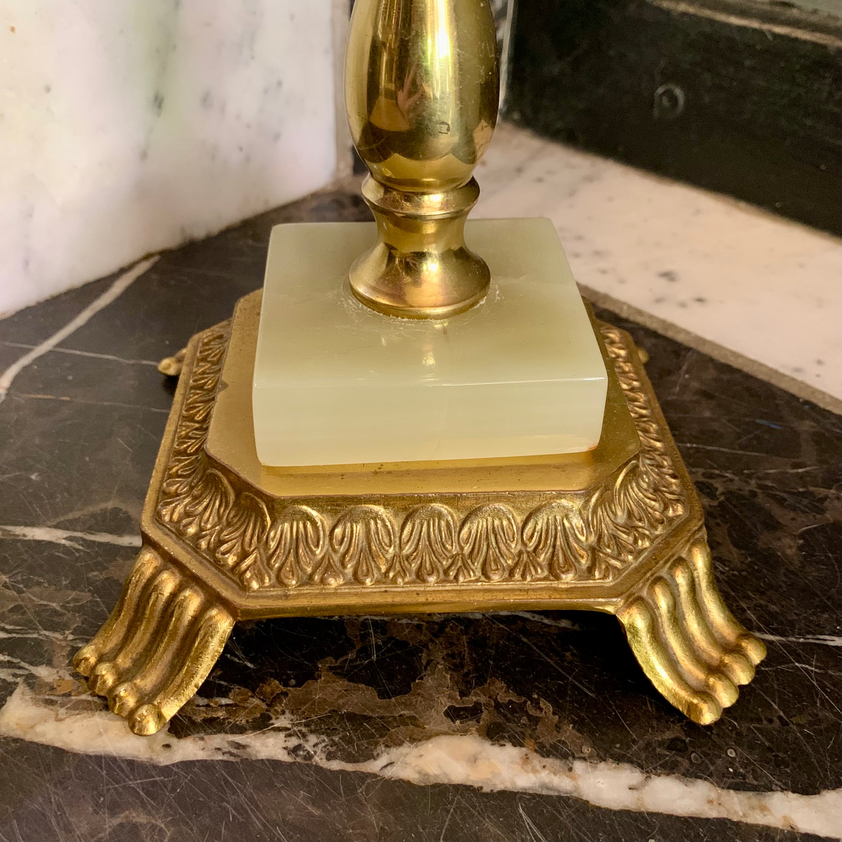 Beautiful Vintage Polished Brass and Onyx Ashtray