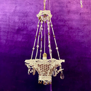 Pretty Plum Antique Chandelier with Original Crystals