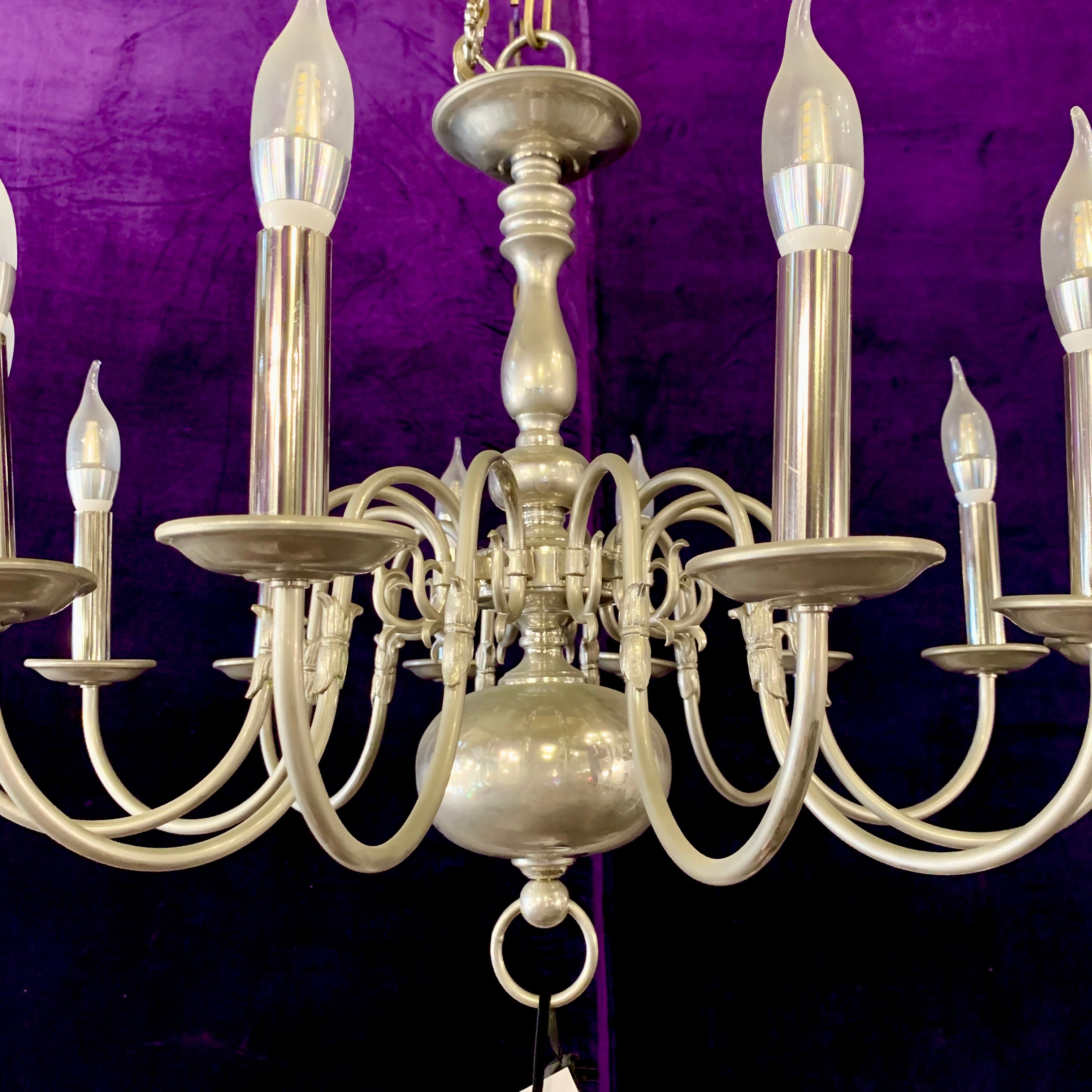 Antique Polished Nickel Flemish Chandelier