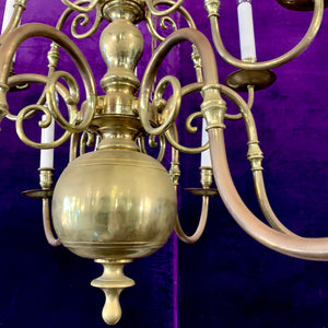 Antique Brass Double Tier Flemish Chandelier - SOLD