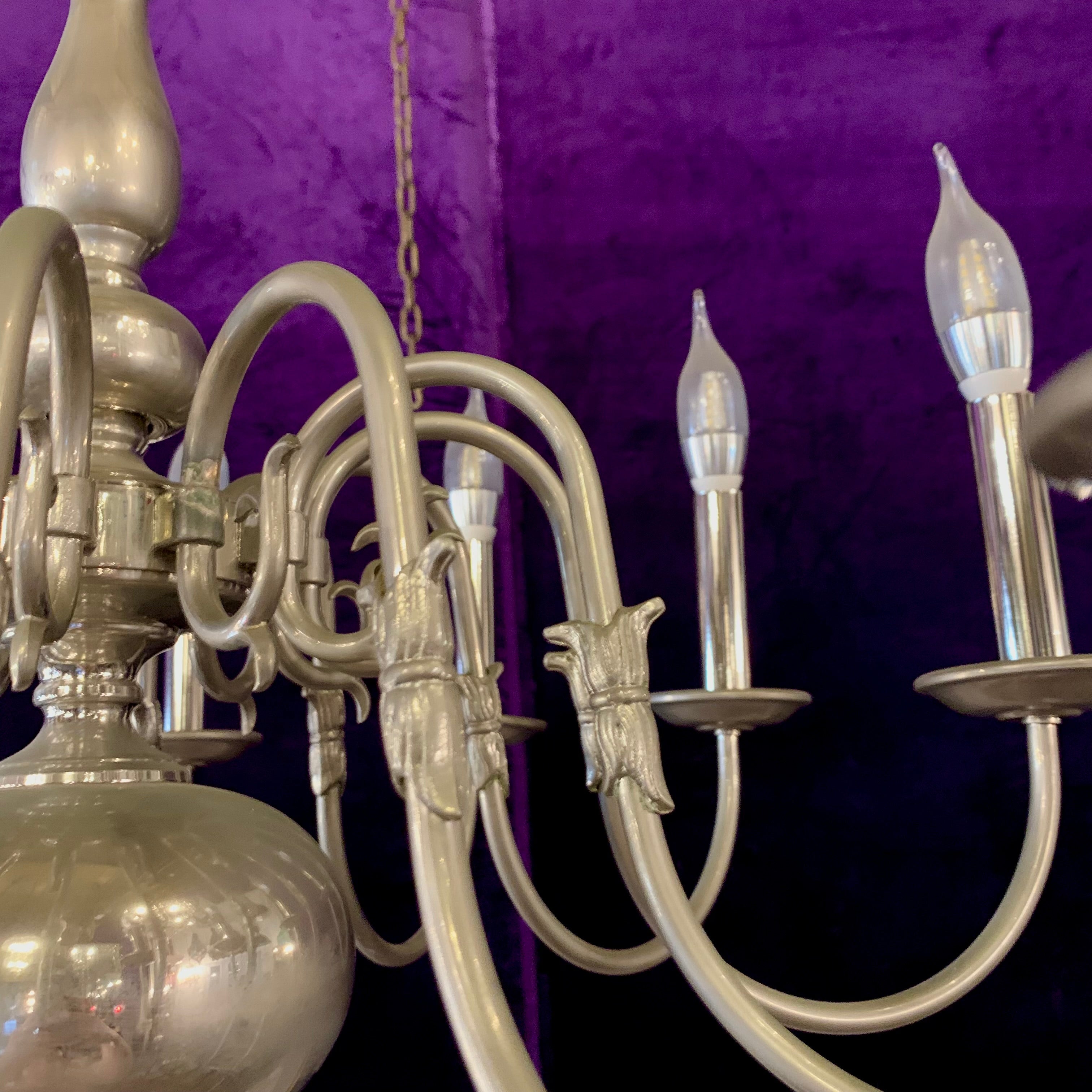 Antique Polished Nickel Flemish Chandelier