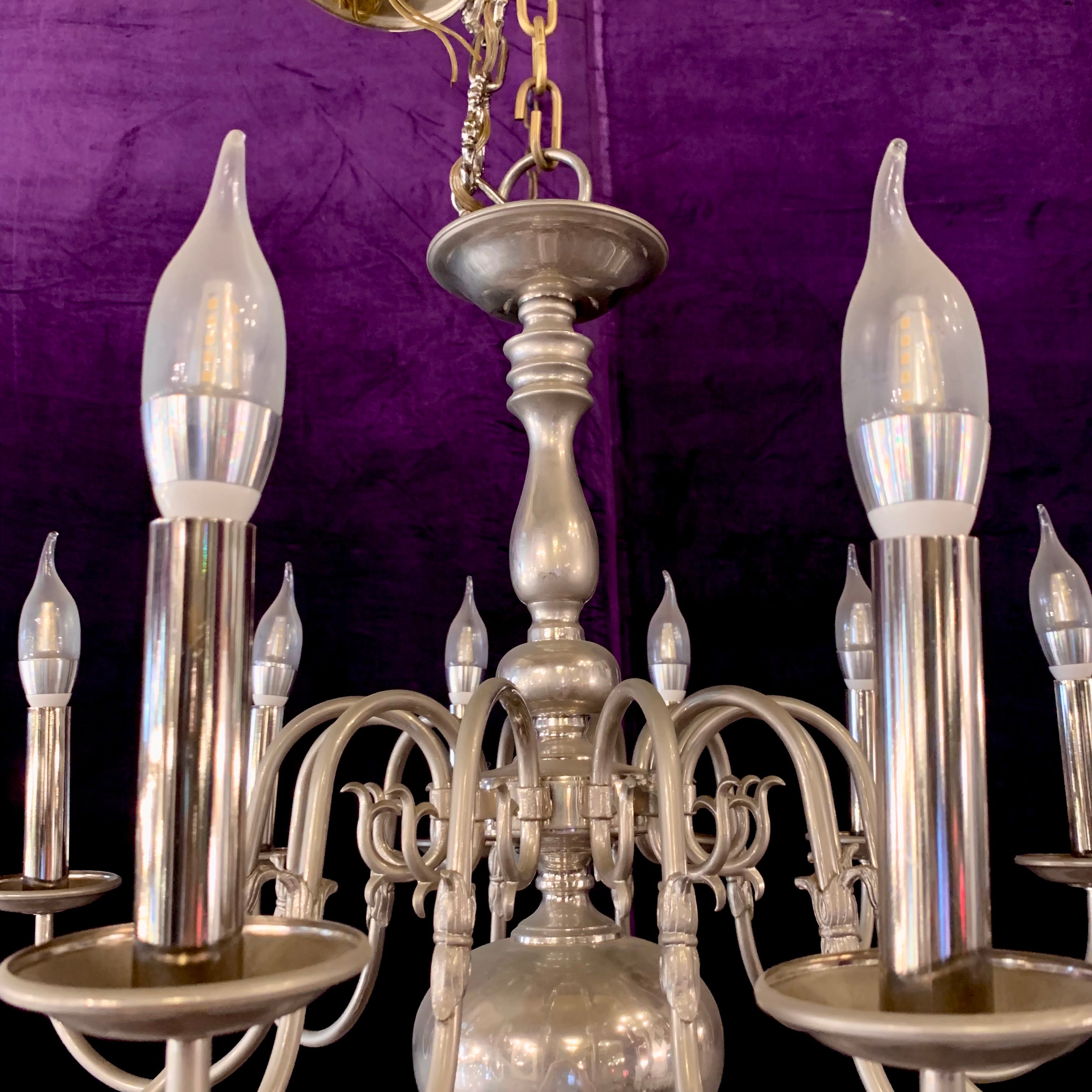 Antique Polished Nickel Flemish Chandelier