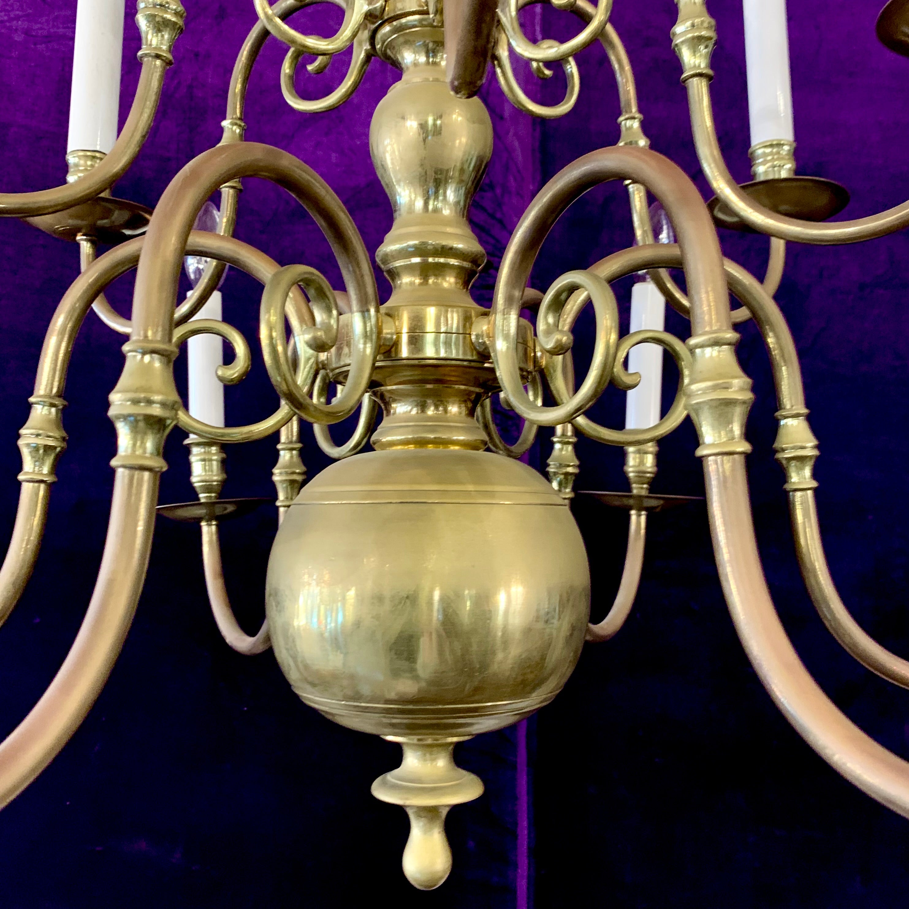 Antique Brass Double Tier Flemish Chandelier - SOLD