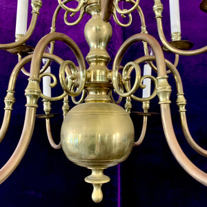 Antique Brass Double Tier Flemish Chandelier - SOLD