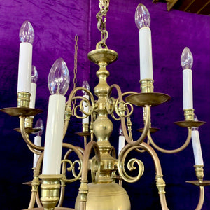 Antique Brass Double Tier Flemish Chandelier - SOLD