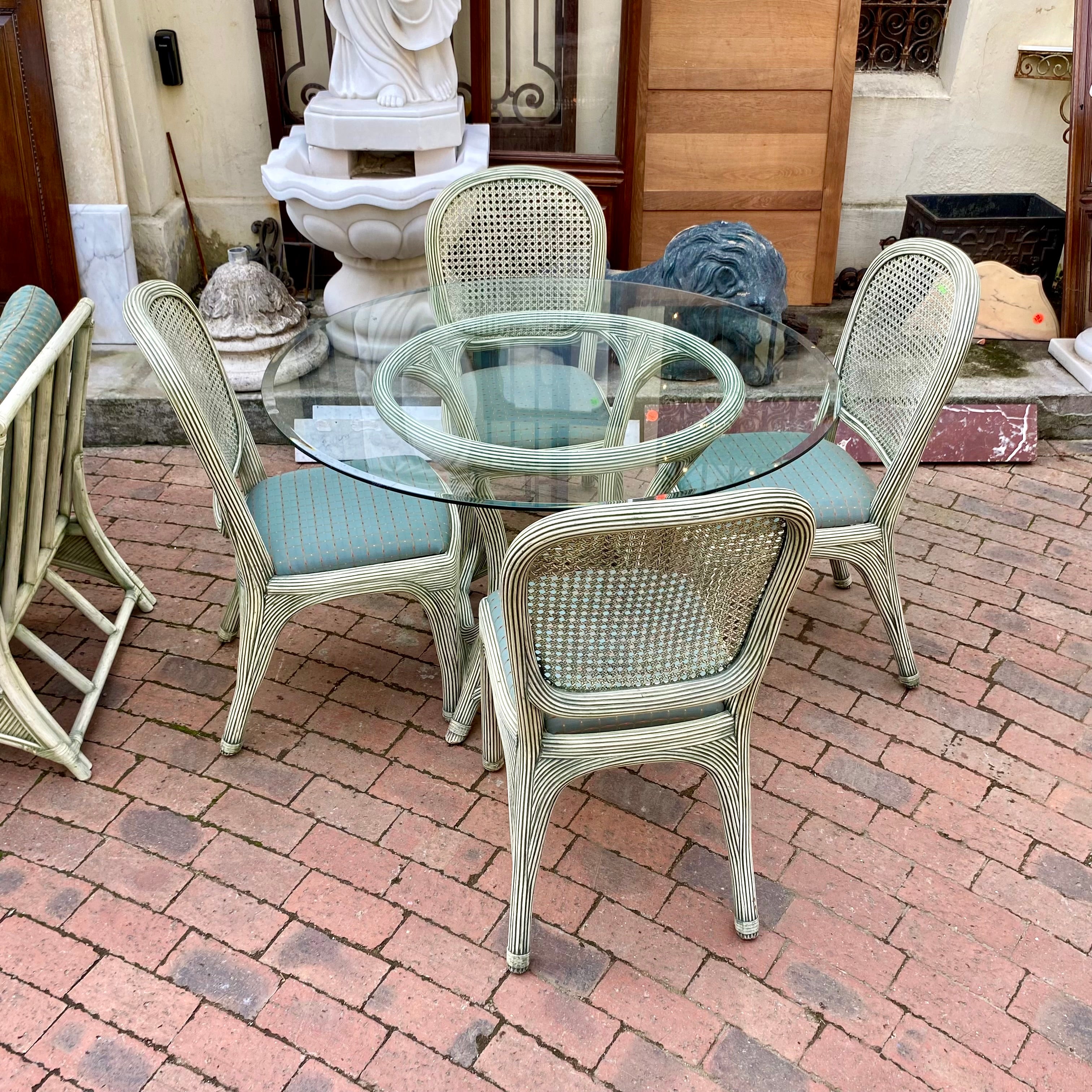 Vintage Cane Upholstered Dining Set