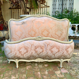 Antique French Satin Upholstery Bed Frame - DOUBLE