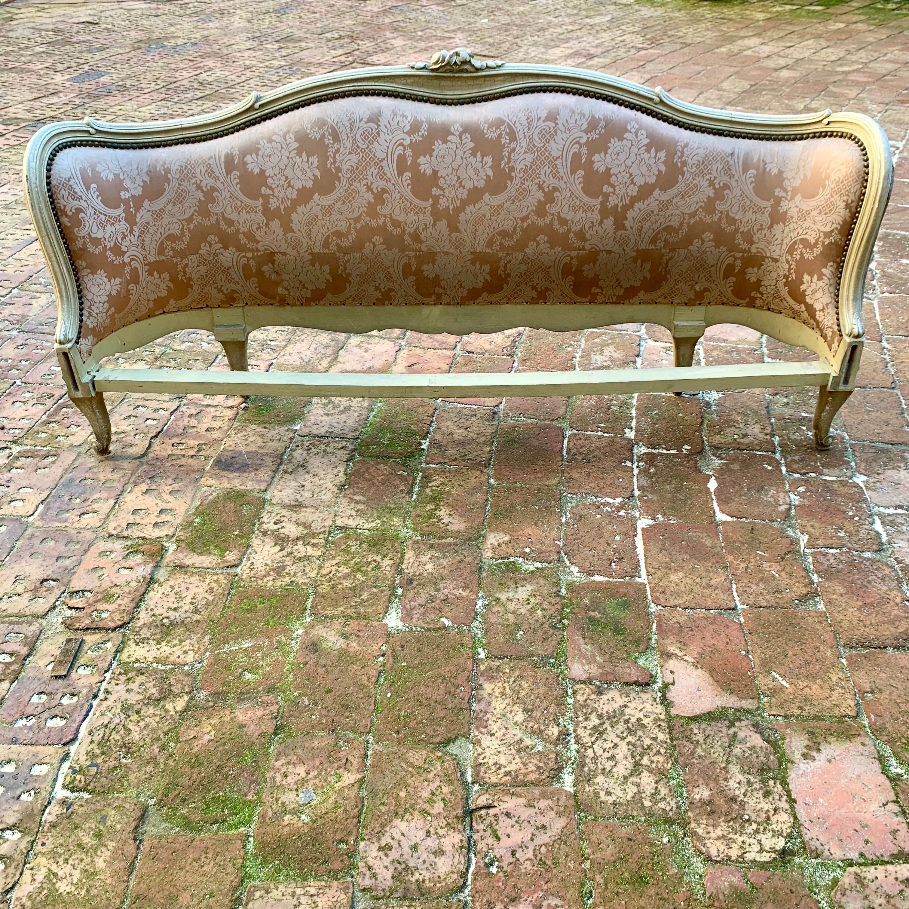 Antique French Satin Upholstery Bed Frame - DOUBLE