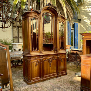 Incredible Antique Art Nouveau Walnut Display Unit