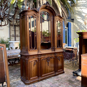 Incredible Antique Art Nouveau Walnut Display Unit