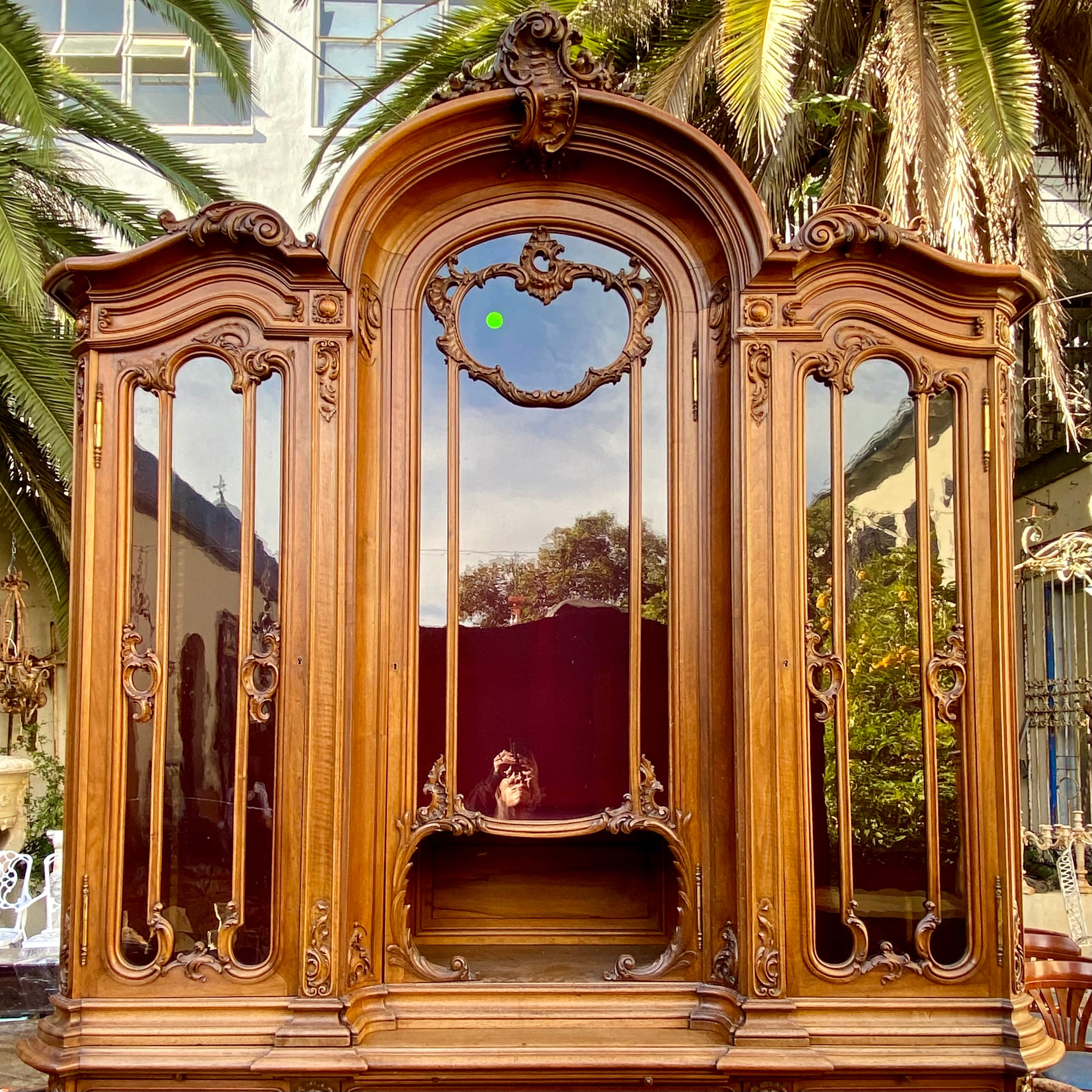 Incredible Antique Art Nouveau Walnut Display Unit