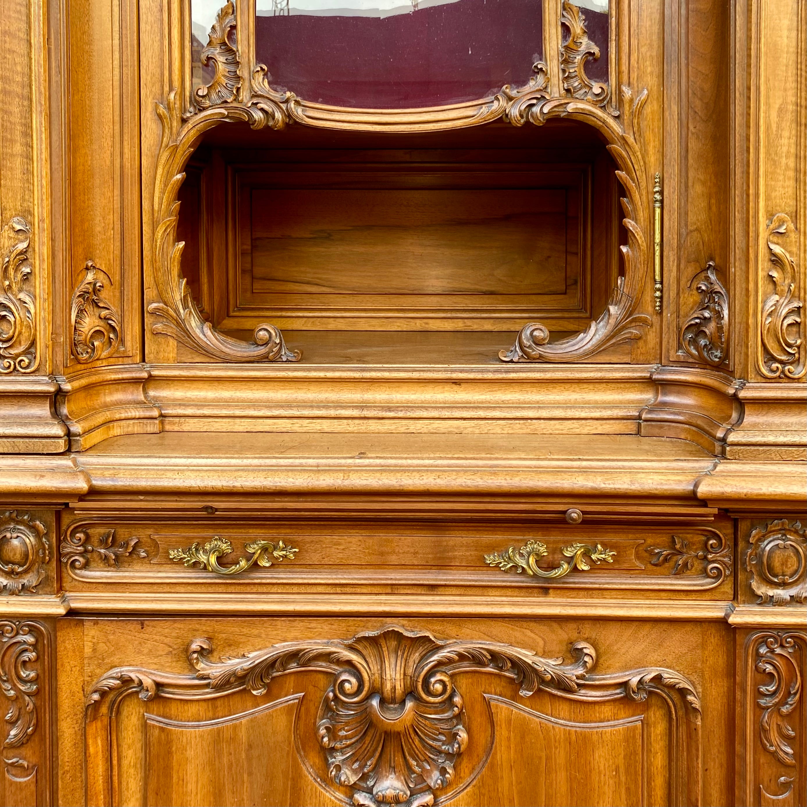 Incredible Antique Art Nouveau Walnut Display Unit