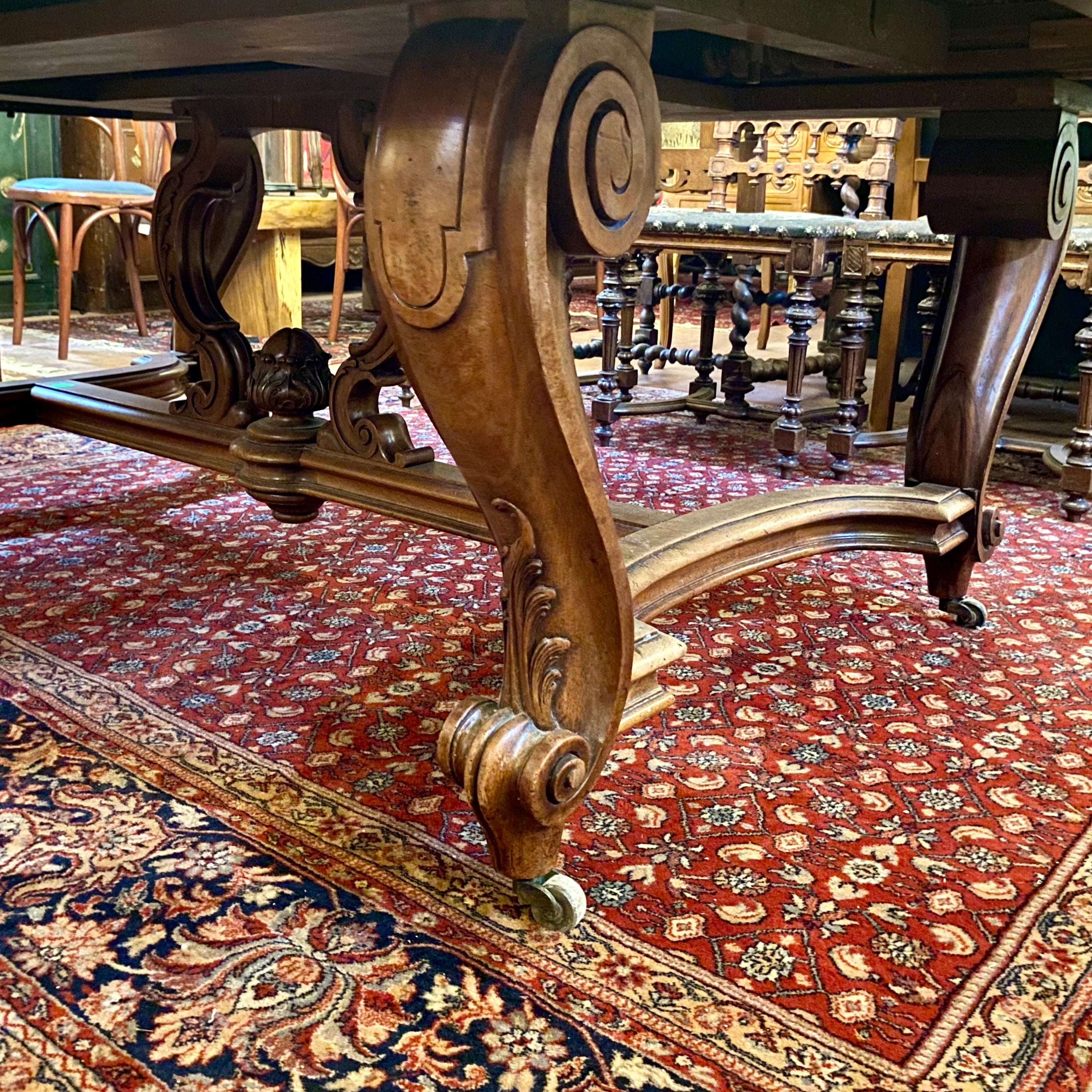 Impressive and Large Antique Walnut Extendable Dining Table