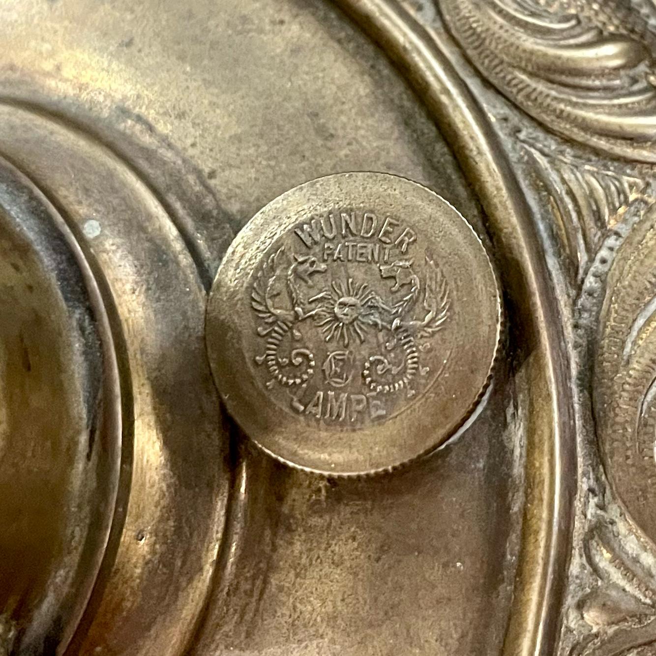 Pair of Brass and Onyx Lams with Frosted Shade