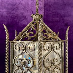 Antique French Wrought Iron and Brass Lantern