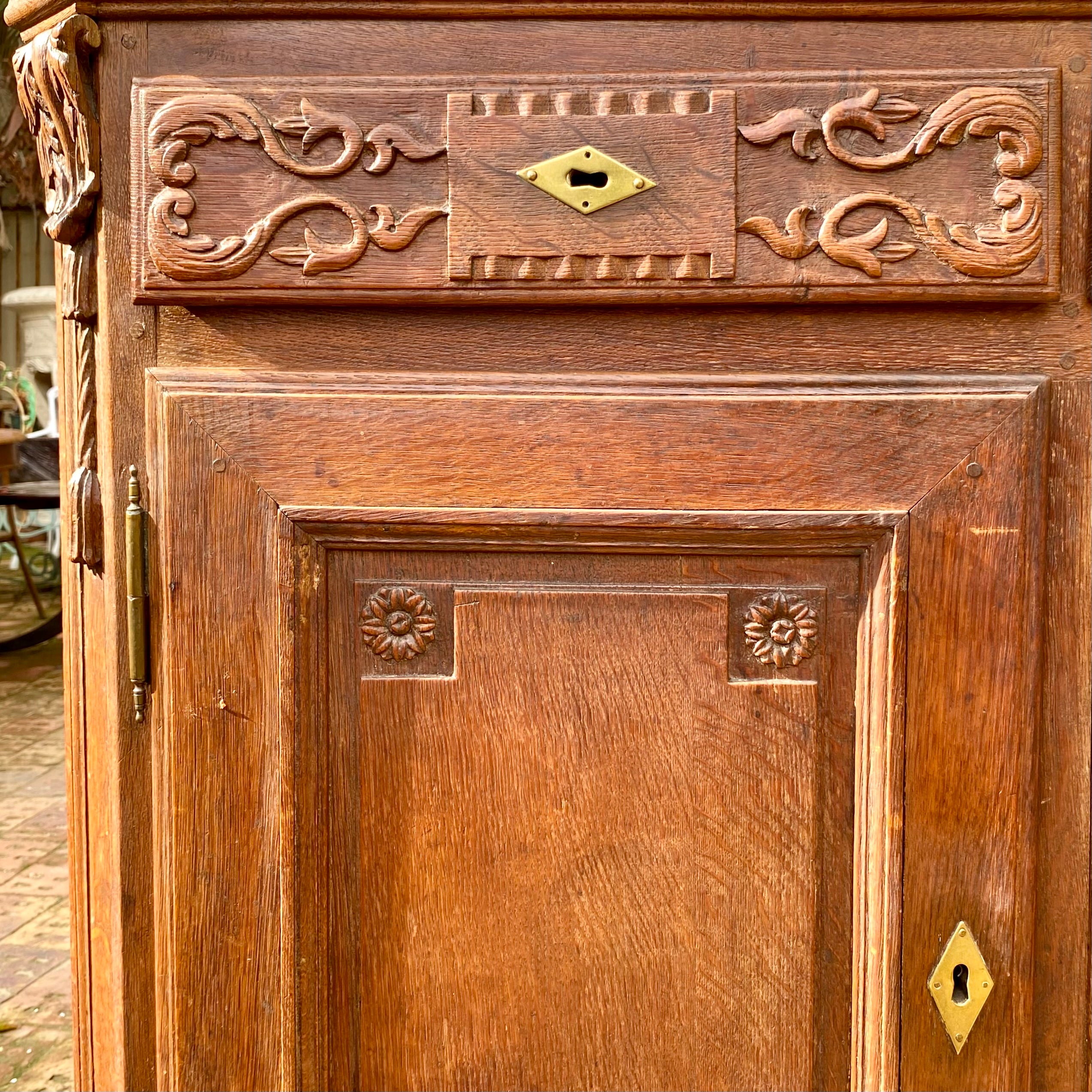 Large Antique Carved Oak Server