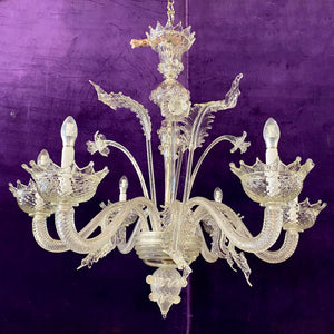 Antique Clear Glass Murano Chandelier