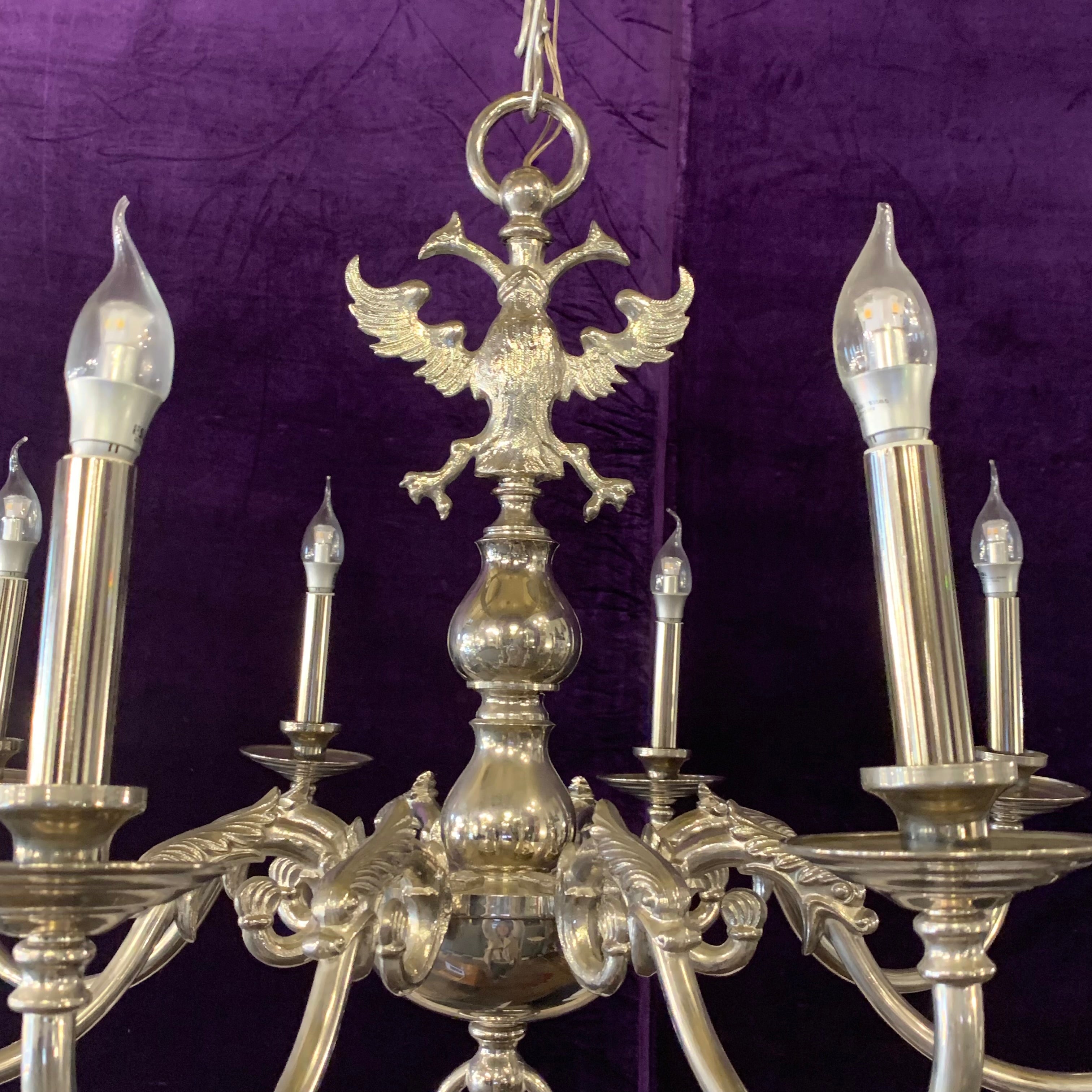 Antique Polished Nickel Flemish Chandelier - SOLD