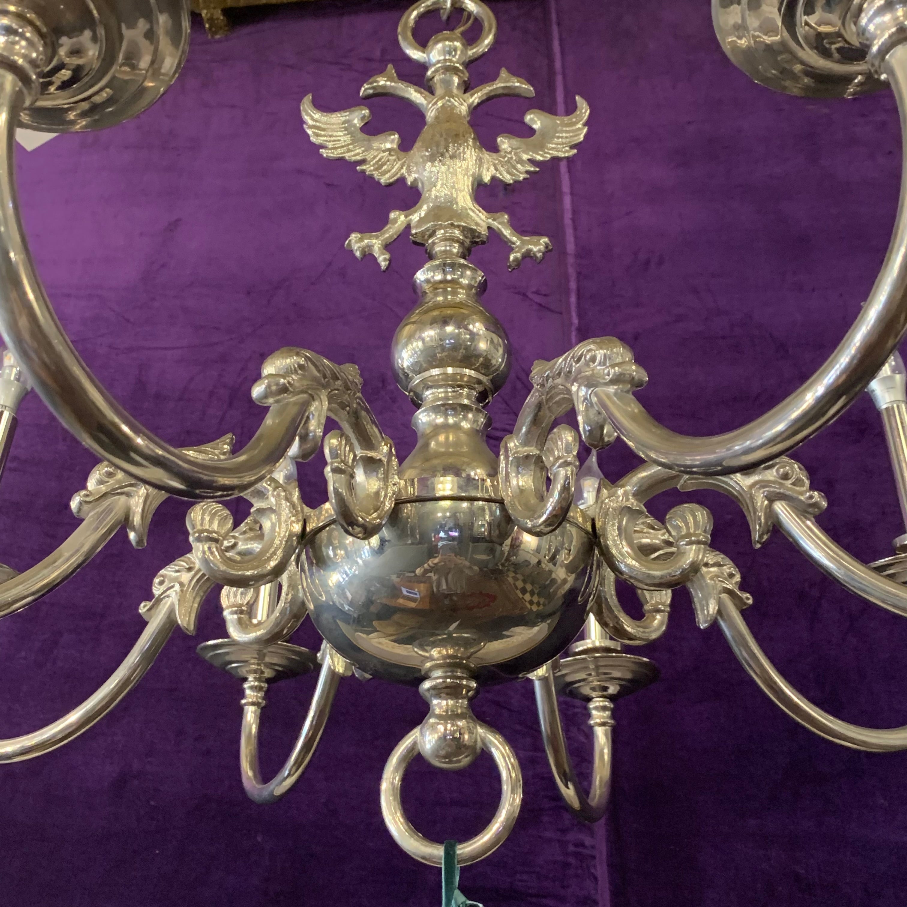 Antique Polished Nickel Flemish Chandelier - SOLD