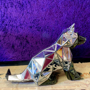 Faceted Mirrored Husky Dog Figurine