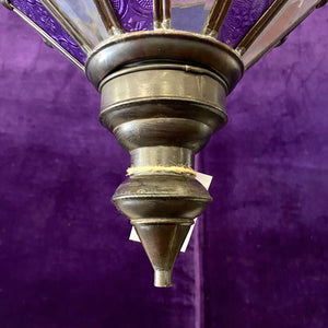 Antique Brass Lantern with Pressed Coloured Glass