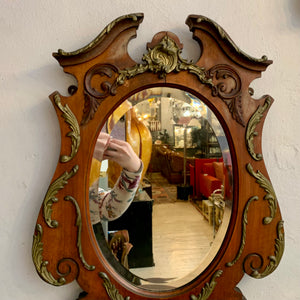 Carved Oak & Gilded Art Nouveau Mirror