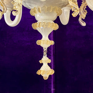 Stunning Opaque and Gold Accent Murano Chandelier