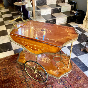 Antique Drop Leaf Drinks Trolley with Inlaid Design