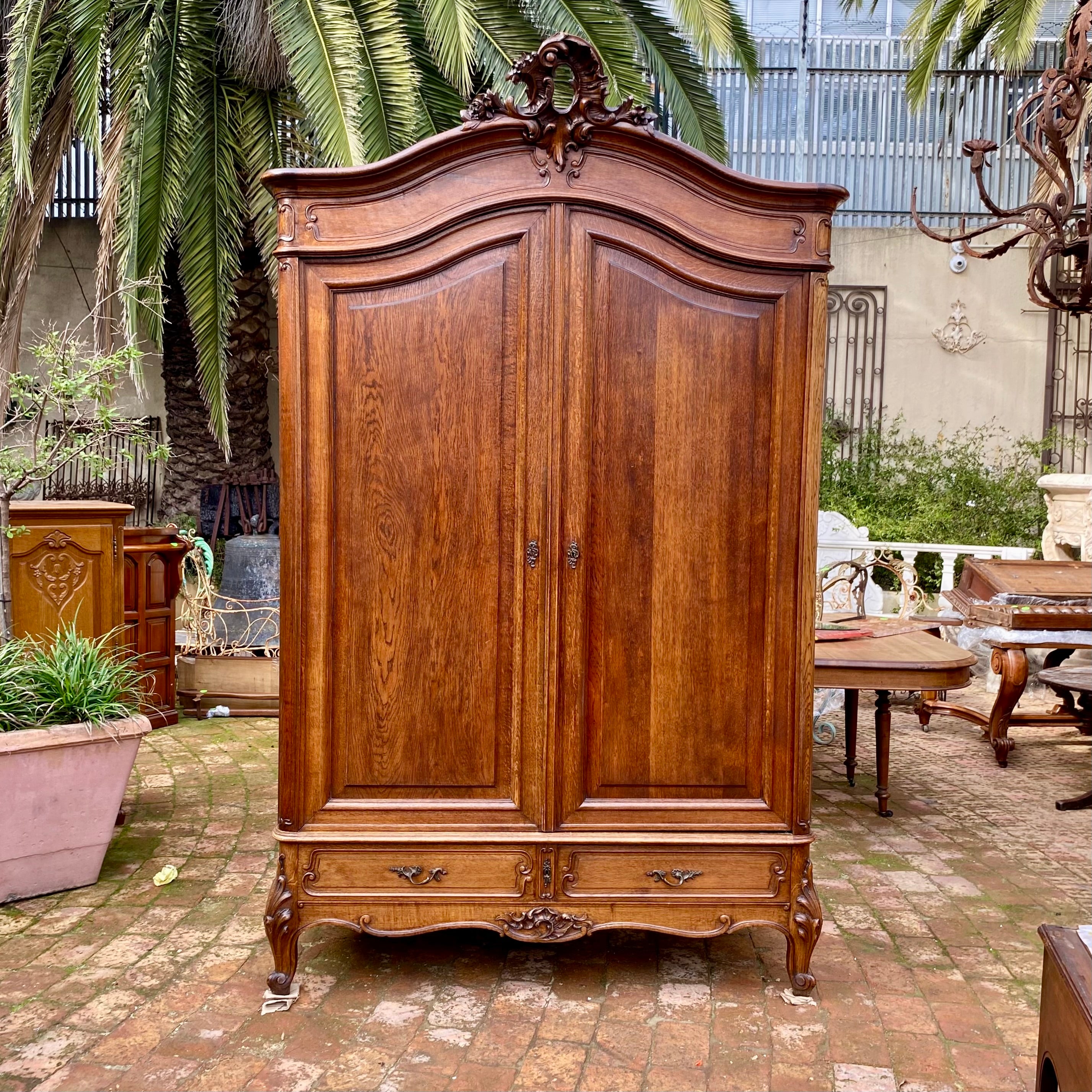 Antique French Oak Double Door Armoire - SOLD