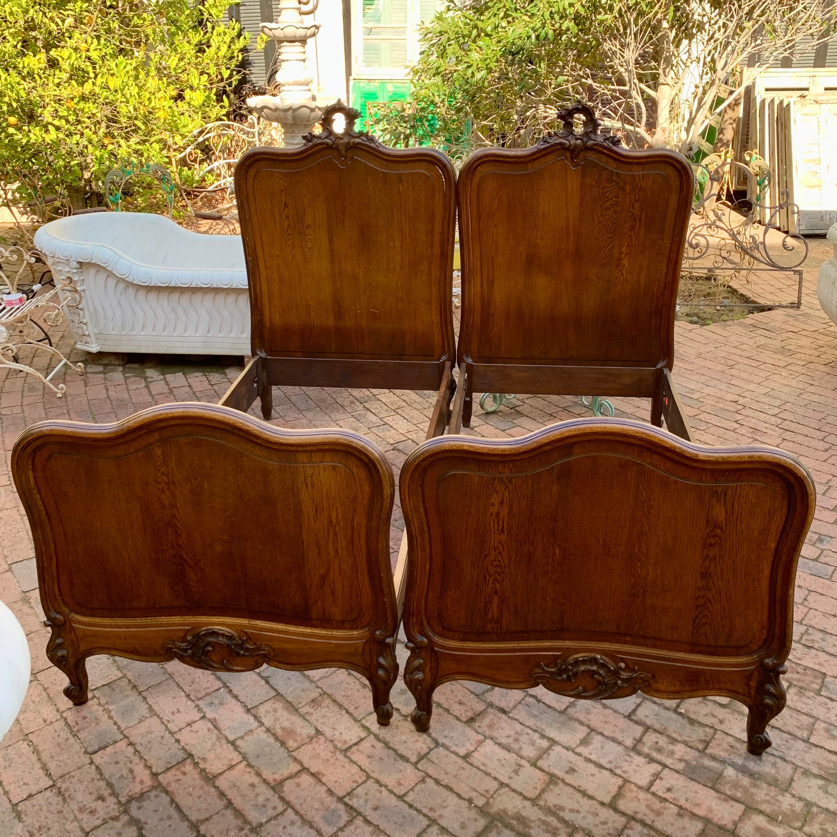 Pair of Antique Oak Single Bed Frames