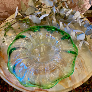 Large Green Rimmed Murano Dish