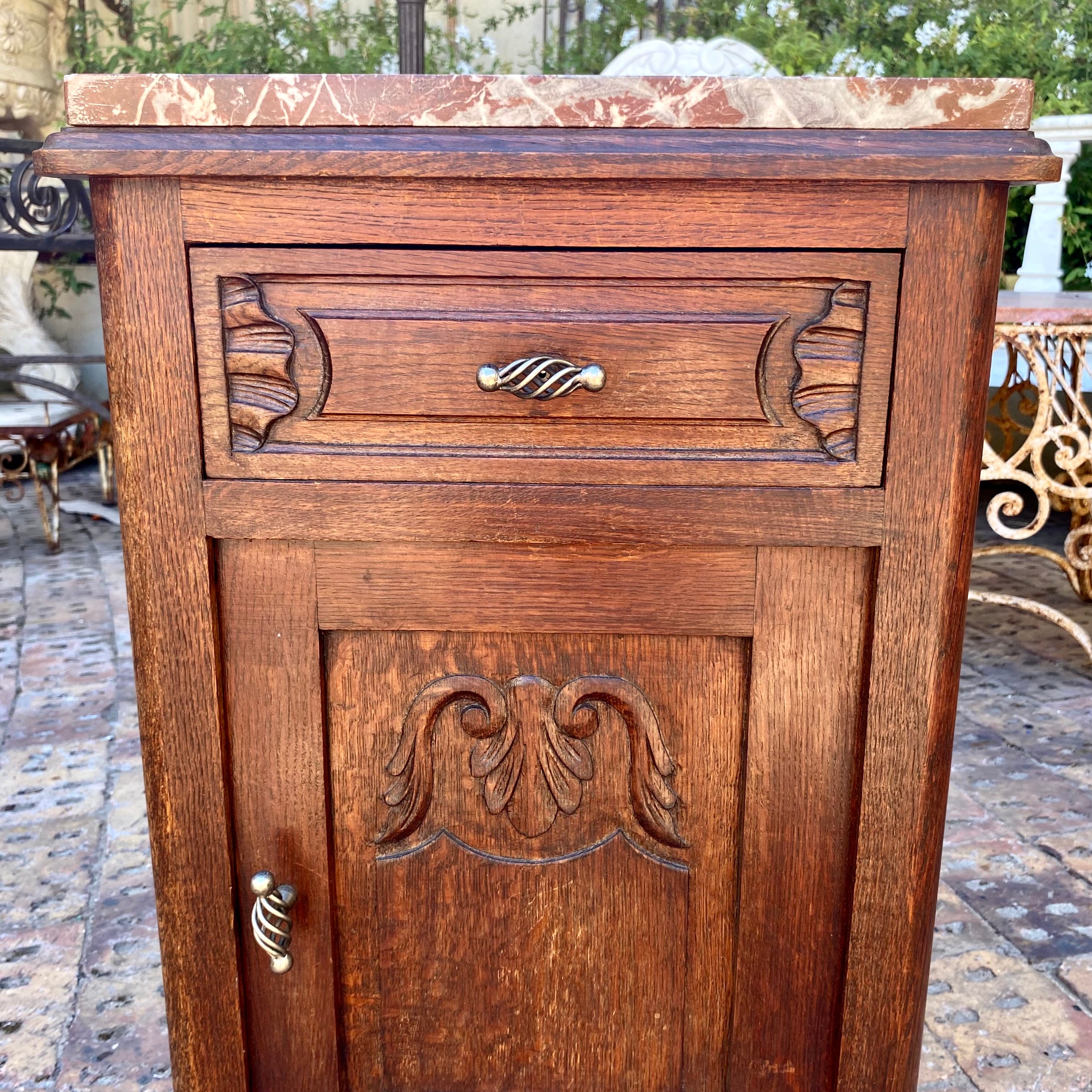 A Single Antique Oak Bedside Pedestal