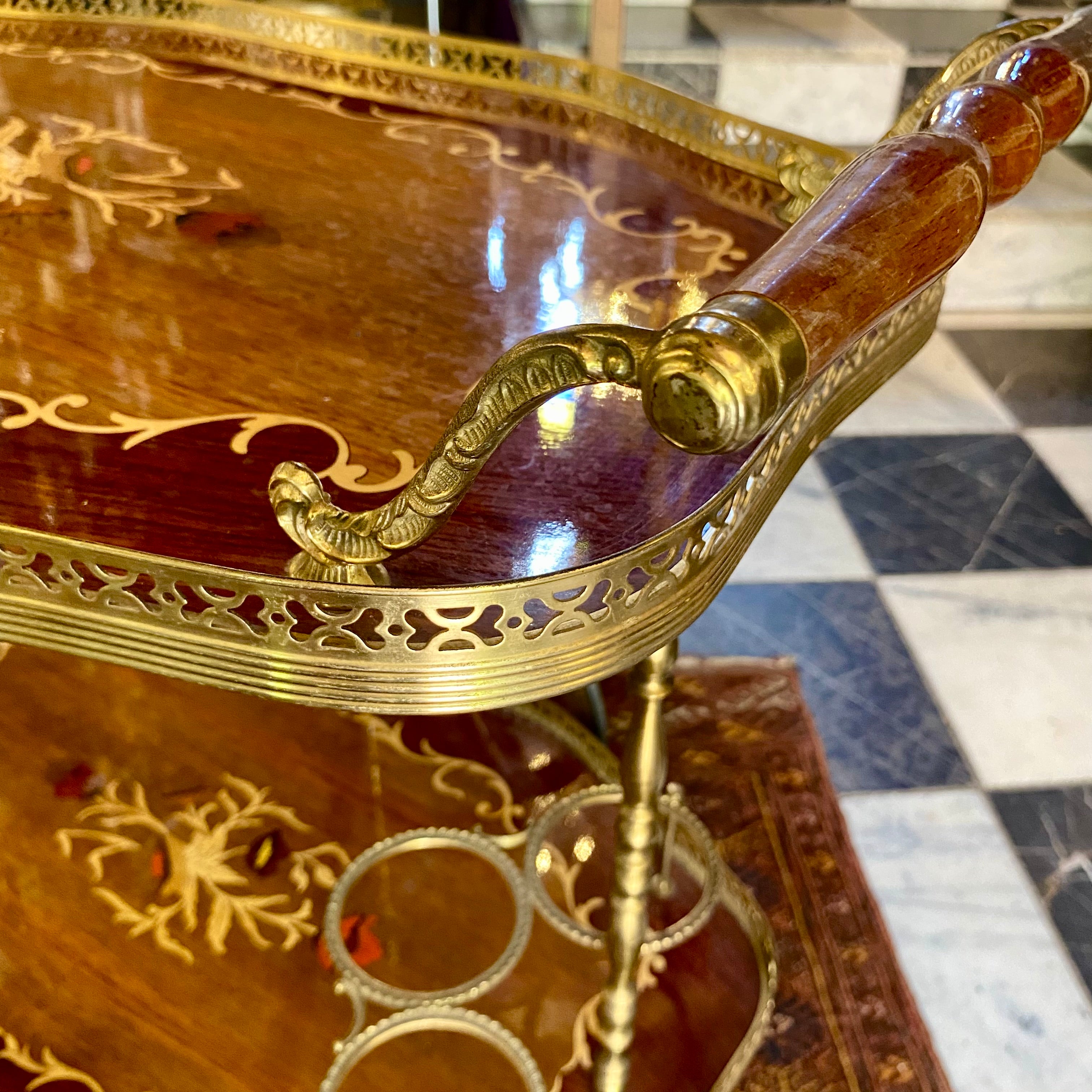 Vintage Drinks Trolley with Beautiful Inlaid Design