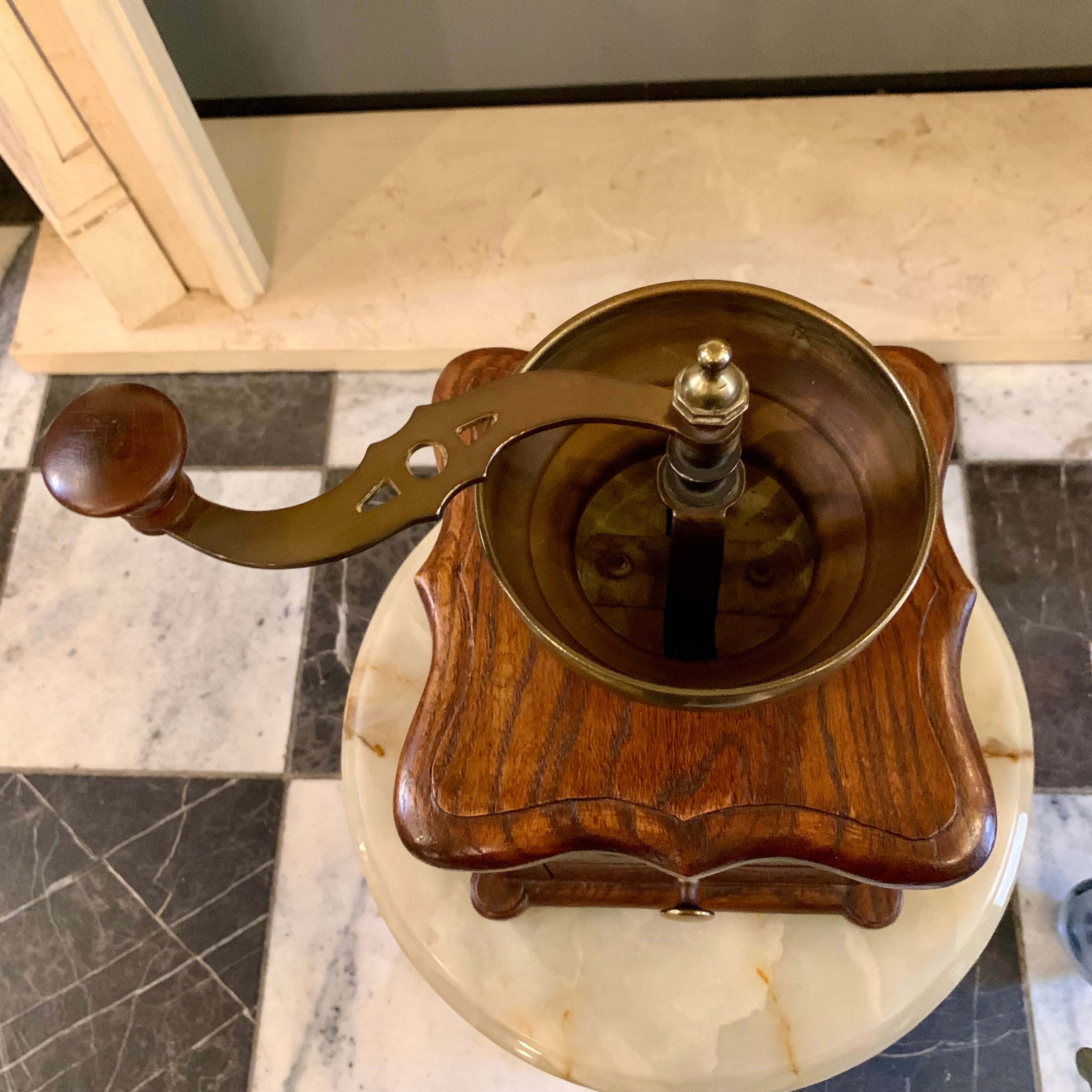 Antique Oak and Brass Coffee Grinders